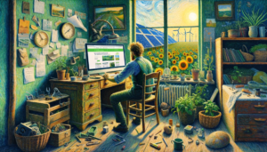 Ein Bild im Stil von Vincent van Gogh, das das Thema 'Wie erstelle ich eine nachhaltige Website Unsere Tipps.' darstellt.